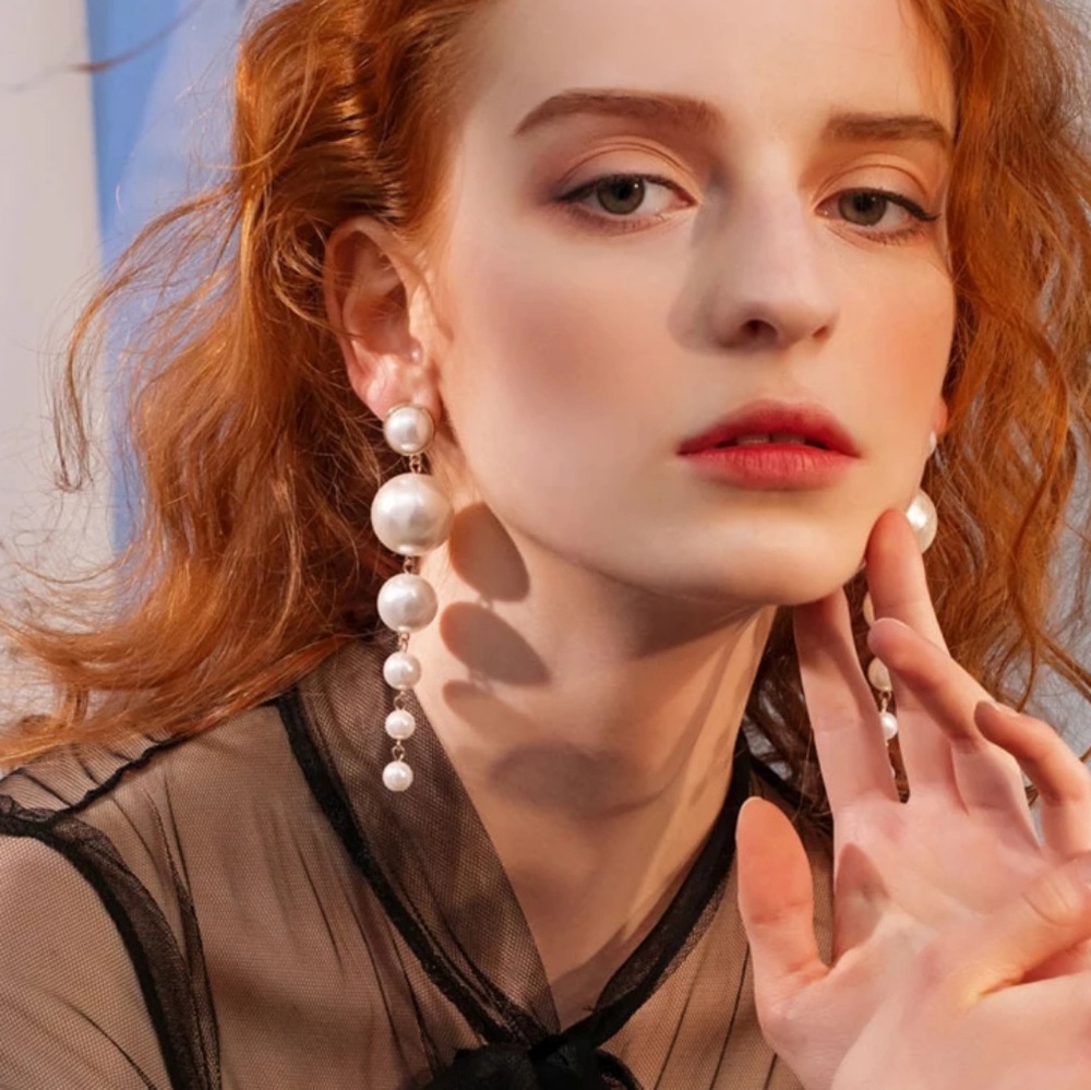 Vintage Style Elegant Long Pearl Drop Earrings - Picture 7 of 7